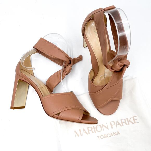 Marion Parke Leah Sandals Pink Leather Heels Ankle Strap Open Toe Sz 36 / 6 - Picture 3 of 12